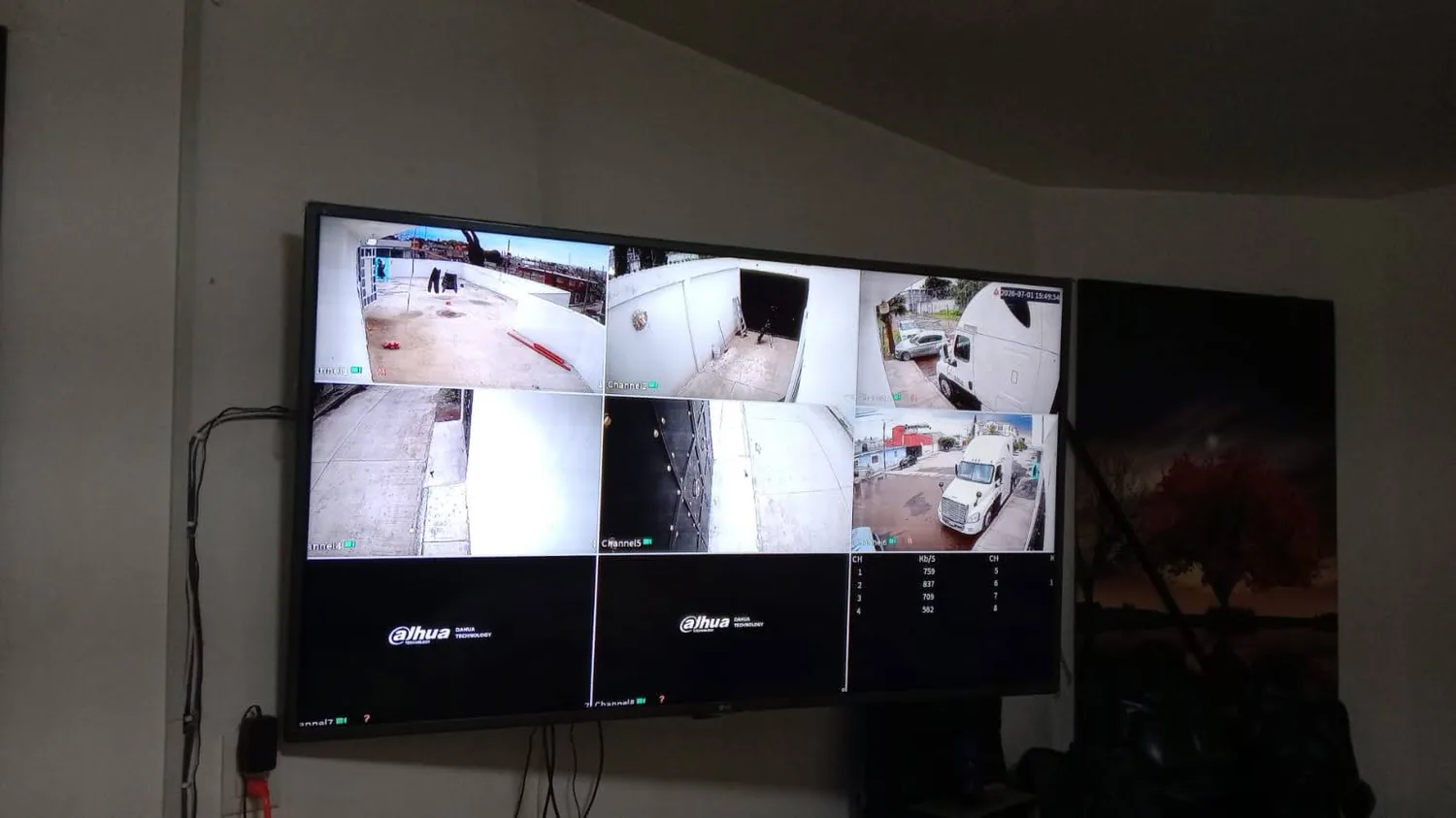 Monitor con varias vistas de cámaras de seguridad instaladas